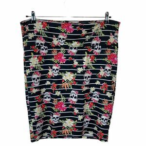 Torrid Pencil Skirt Skull And Flowers Women's Multicolor Knee Length Size 1X